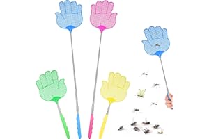 LEEELYAN 4Pezzi Scacciamosche Estensibile,Paletta Mosche,Portatile Scacciamosche Plastica,Scacciamosche Manuale con Flessibile Durevole Maniglia Telescopica in Acciaio Inox per Casa Mosche Zanzare Insetti