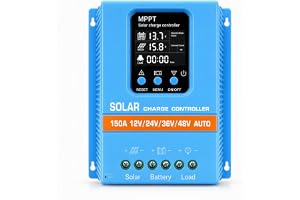 150 A MPPT solladdningsregulator 12 V/24 V/36 V/48 V automatisk detektering LCD-display överladdningsskydd för husbil/lastbil/hem-PV-system LiFePO4/blysyrabatteri
