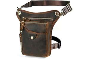 Handadsume Lona Impermeable + Cuero -Motocicletas -Senderismo-Bolsillos-Los Bolsillos de Fanny-Bolsa de Muslos y piernas-Bolsa de Cadera-para Hombres y Mujeres 211-6