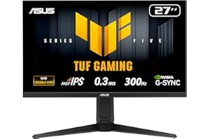 ‎ASUS ASUS TUF Gaming VG27AQML5A QHD Monitor (27 Zoll, 2560 x 1440, 300Hz, Fast IPS, ELMB Sync, AMD FreeSync Premium, VESA DisplayHDR 400, 0,3ms Reaktionszeit, Lautsrecher, 2X HDMI, DisplayPort, Gaming AI)