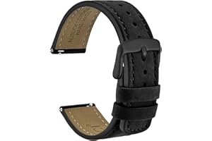WOCCI Rétro Bracelets de Montre, Cuir Nubuck, Libération Rapide, Bracelet de Rechange pour Homme, Boucle en Acier Inoxydable, 18mm 20mm 22mm