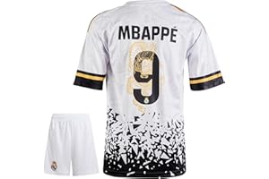 IHIMI Mbappe R.Madrid #9 smok retro limitowana edycja trykotu dla dzieci i spodenek, koszulka sportowa, koszulka treningowa, koszulka dziecięca, koszulka z krótkimi fanami piłki nożnej (4-13 lat)