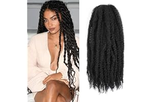 Auxemuen Marley Twist warkocze do przedłużania włosów, naturalne, długie włosy do sztucznych loków, wstępnie rozdzielone, afro, kręcone, Marley, syntetyczne warkocze do przedłużania włosów (1B, 50 cm,