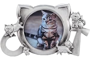ATYHAO Cornice per Animali Domestici, Cornice per Foto in Metallo a Forma di Parola di Cane e Gatto Cornice Commemorativa per Animali Domestici per Cuccioli e Gattini Foto Verticale 3x3in(Gatto)