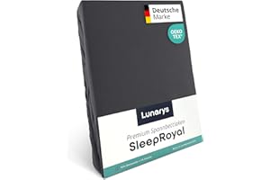 Lunarys® SleepRoyal Luxus Spannbettlaken 180x200cm - Anthrazit - 250 g/m² Premium Bettlaken - 40 cm Steghöhe - für hohe Matratzen, Boxspringbett & Matratze + Topper & Wasserbett - Stretch Jersey