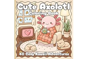 Cute Axolotl Coloring Book: 40 Cozy Kawaii Adventures: Relaxing animal scenes; bold lines, simple designs; single-sided pages for teens and adults - stress relief.