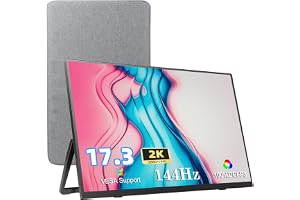 Portable Monitor 2K 17.3 inch,Ultra Slim Aluminum Alloy Case Laptop Game Office Monitor 2560X1440 100% sRGB FHD HD