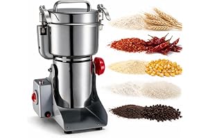 VEVOR Elektrisk kornkvarn kapacitet 800 g, kryddkvarn 2 100 W hög hastighet, för snabb slipning, torrkorn, kaffemajs och peppar, mjölkvarn i rostfritt stål, svängbar typ