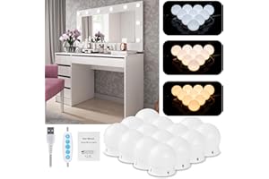 Aourow Luci da Specchio a LED in Stile Hollywood,Lampade da Toeletta con 14 Lampadine Dimmerabili,Lampada da Trucco a LED 5 Modalità Colore e 6 Luminosità per Specchio Cosmetico