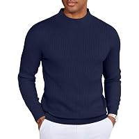 COOFANDY Herren Langarmshirt Mit Stehkragen – Strick-Shirt, Einfarbig, Halber Kragen, Basic Für Herbst/Winter