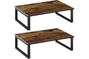 SHINOSKE Supporto per Monitor Rialzo per schermi, Supporto in Legno e Metallo per Computer Laptop Stampante, Supporto Monitor Scrivania per Casa o Ufficio (Confezione da 2)