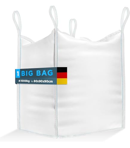 Safetytex Big Bag 90x90x90 Cm – 1000 Kg Tragfähigkeit, Reißfest, UV-stabil, Für Schüttgut Und Abfall