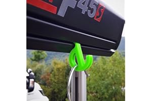 MAJOCOMPTEC Set di ganci con occhiello per marche, Fiamma, Omnistor, Thule, Dometic con guida per camper, roulotte, campeggio (occhiello con gancio piccolo per guida di montante 7 mm, verde fluo, 4)