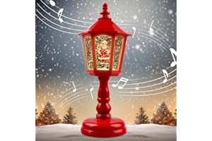 SZHHRXI Weihnachts Schneelaterne mit Musik, Schneekugel Laterne Weihnachtskerze, Vintage Weihnachten Wasser Glitzernde Verschneiter Globus Nachtlicht, LED Schneekugel Weihnachtslaterne Dekoration (rot)