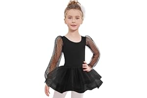Arshiner Robe Justaucorps de Ballet Danse pour Fille Manche Longue Justaucorps Gymnastique Coton Léotard Ballet Tutu Danse pour Enfant 2-8 Ans