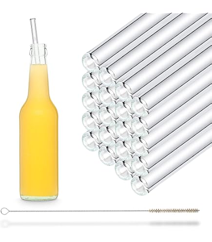 6 Pailles En Verre Réutilisables HALM - 30cm Courbées - Compatibles Stanley Cup Et Gourdes - Lavables Lave-Vaisselle