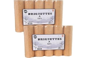 Eco Barn Birch Heat Logs (2 x 10kg Packs) Compressed Log Briquettes for Wood Burners, Stoves, Pizza Ovens or as Evening Briquettes. 100% - Genuine Eco Barn Firewood Logs.