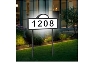 INDARUN Solar House Humbers for Outside Light Up, Address Signs for House, Illuminated House Numbers IP65 Waterproof, Yard Street Sign, Wall Mounted/In Ground