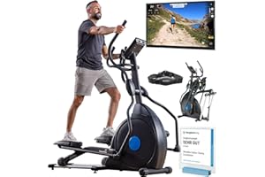 ‎SKANDIKA Skandika Crosstrainer für Zuhause Carbon Champ | CardioCross Crosstrainer klappbar platzsparend leise, 32 Stufen, 19 Programme, bis 150 kg, Kinomap App kompatibel, 24,5kg Schwungmasse, Ellipsentrainer