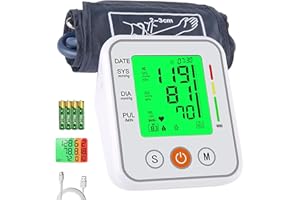 OUDEKAY Blood Pressure Monitors for Home Use Bigger Speaker and English Version Digital 3-Color Backlight Display Upper Arm Blood Pressure Machine Cuff 22-32cm,2 x 99 Memories