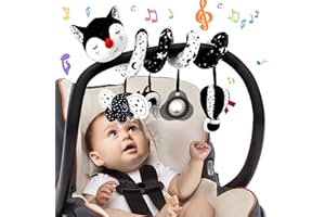 Funsland Spiralny wózek dziecięcy zabawki dla niemowląt, muzyczny fotelik samochodowy dla niemowląt, zabawki spiralne, wiszące zabawki dla dziewczynki w wieku 3-12 miesięcy, sensoryczna wczesna