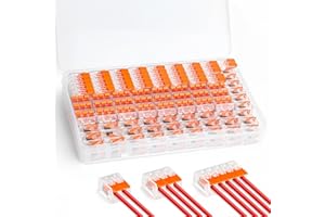 GlasFlength Morsetti Elettrici, 75 Pezzi Connettori Elettrici Rapidi 2 3 5 Porte Morsetti Elettrici Rapidi con Leva 4 mm²Connettori per Cavi Elettrici PC Ritardante di Fiamma (Arancione)