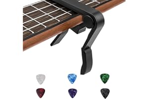 NIYATA Capodastre Guitare Classique, Capodastre Guitare,Capodastre pour guitare électrique,avec 6 Mediator Guitare,pour Les Guitares Classiques et Electriques,le Ukulélé,Noir