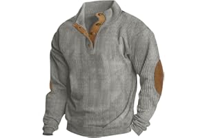 WSKMHK Pulls, Gilets Et Sweats Homme Automne Sportswear sans Capuche Manches Longues Pull Sweatshirts 2024 Polaire Hiver Warm Pull Polaire Polo Homme Manches Longues Pulls