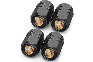 HLPYKMG 4PCS Valve Pneu Voiture pour Porsche Panamera Cayenne Macan Boxster Taycan Cayman 718 911, Résistant à la Corrosion Bouchon de Valve Voiture, Voiture Accessoires, Noir