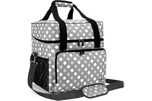 Luxja Overlock Bag for Most Standard Overlockers, Overlock Case with Accessory Storage Pockets (Bag Only), Grey Dots