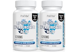 P!NKTRIBE Liposomal Hyaluronic Acid Supplement - 1200mg Per Serving, High-Potency Bioavailable Hyaluronic Acid Capsules, Supports Skin & Joints, 120 Softgels