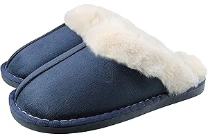 SMajong Hiver Chaussons Maison pour Femme Homme Mousse Mémoire Peluche Pantoufles Intérieure Antidérapant Chaud Pantoufles Daim Fourrure Mules 35-46EU