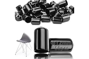 TXXATX 50 Pieces Rubber End Caps 12mm/0.47 in Rubber Caps PVC Round Tube Wire Caps Black Rubber Caps for Bottles for 11.5-13mm Pipes Thread Screws Protection Bolt Caps Chair Leg Caps