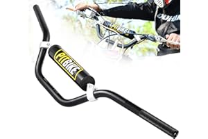 RUTU 2.2 cm (7/8 Zoll) Dirt Bike Lenker mit Schaumstoff Pad – Motorrad Lenker kompatibel mit CRF YZF KXF, KLX, RMZ, ATVs, Quad – 6061-T6 Aluminium Lenker mit Wärmebehandlung HRC16 schwarz