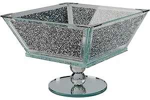AMAZING GIFT Crushed Diamond Crystal Fruit Bowl, Glamorous Chrome Finish Glass, Sparkling Bling Kitchen Storage, Home Decor, 22 x 22 x 25 cm