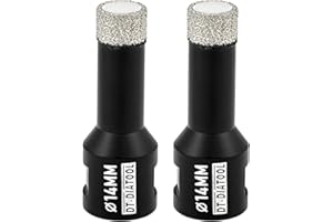 DT-DIATOOL Diamond Drill Bit 2PCS 14mm Hole Saw for Dry Drilling Tile Porcelain Marble Ceramic Granite