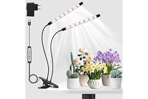 COKOLILA 2 Teste Lampada per piante, 160 LEDs luce per piante spettro completo, Luci Piante 6500K 660nm per piante da interno con 6/12/18H timer, 3 modalità, ideale per piccole piante