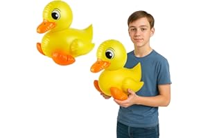 FUN FABLES Inflatable 42cm Duck Pool Float – Fun Party Prop for Kids & Adults – Cute Photo Booth Accessory, Paddling Pool Toy– Perfect for Birthdays, Summer Parties & Themed Events (1)