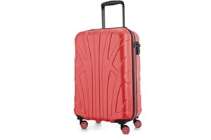 suitline - Handgepäck Hartschalen-Koffer Koffer Trolley Rollkoffer Reisekoffer, TSA, 55 cm, ca. 34 Liter, 100% ABS Matt, Korall