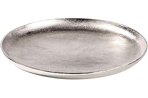 ‎BUTLERS BUTLERS Dekoteller aus Metall - Silberne Metallschale aus Aluminium (Ø 34 cm) - Vintage Deko-Tablett Banquet perfekt als Kerzenteller, zur Aufbewahrung und Dekoration