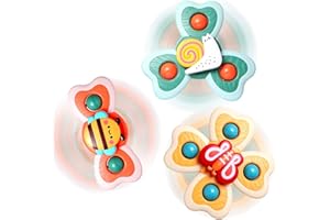 Hooku Suction Spinner Toys, 3 Pcs High Chair Toys with Suction Cups, Spinning Toys 1-3, Birthday Gifts for Infants Boy Girl, (A6)