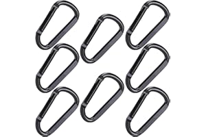 XIAOJING0 8 Piezas Mosqueton Forma de D Escalada de Aluminio con Forma Llavero,Escalada Material Acero Inoxidable para Camping,Senderismo Acampar Caminar al Aire Libre y Gimnasio, Correa de Perro-Negro