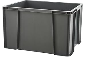 SUNDIS Master Box, bac de rangement 45L en plastique recyclé, robuste et renforcé, parois droites, superposable et combinable, idéal pour l’atelier, le bricolage ou le transport