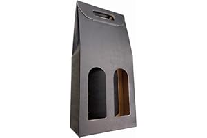 IMBALLAGGI 2000-20 Scatole Portabottiglie Nera - Scatole di cartone per bottiglie di vino prosecco champagne - Confezione da 2 bottiglie - Ideali per Natale e occasioni speciali