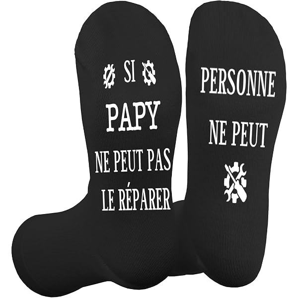 Chaussettes Humour Homme Lusibaka - Message Drôle Anti-Dérapant - Cadeau Papa, Anniversaire, Noël - Taille 39-46