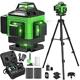 360&deg; X 4 Self-Leveling Laser Level, 4D Construction Laser with 16 Laser Lines, Outdoor Pulse Mode, 2 Batteries, Self-Leveling