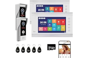 ANJIELO SMART Videocitofono, videocamera WiFi con monitor da 7 pollici, campanello cablato con 1080P, supporta l'ingresso della scheda e il rilevamento del movimento, audio bidirezionale (2 Campanello+2 Monitor)