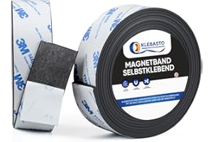 KLEBASTO Magnetband selbstklebend | 1,5mm dick | Magnetstreifen selbstklebend | Magnetklebeband mit starkem 3M Kleber für Küche, Schule & Büro (20mm x 3m)