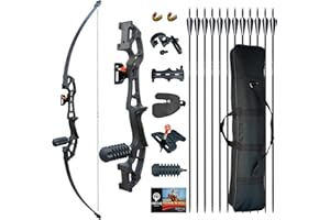 Tongtu 50" Takedown Recurve Bow and Arrows for Adult Beginners Right Handed 30 Lbs 40Lbs, Metal Riser Hunting Long Bow Set for Target Practice Outdoor