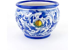 CERAMICHE AZZARO & ROMANO CALTAGIRONE Cache-pot en céramique fait à la main, céramique de Caltagirone H 14 cm